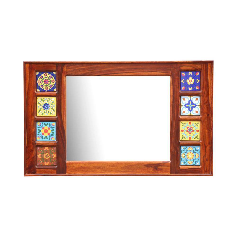 twain solid wood mirror in honey oak colour