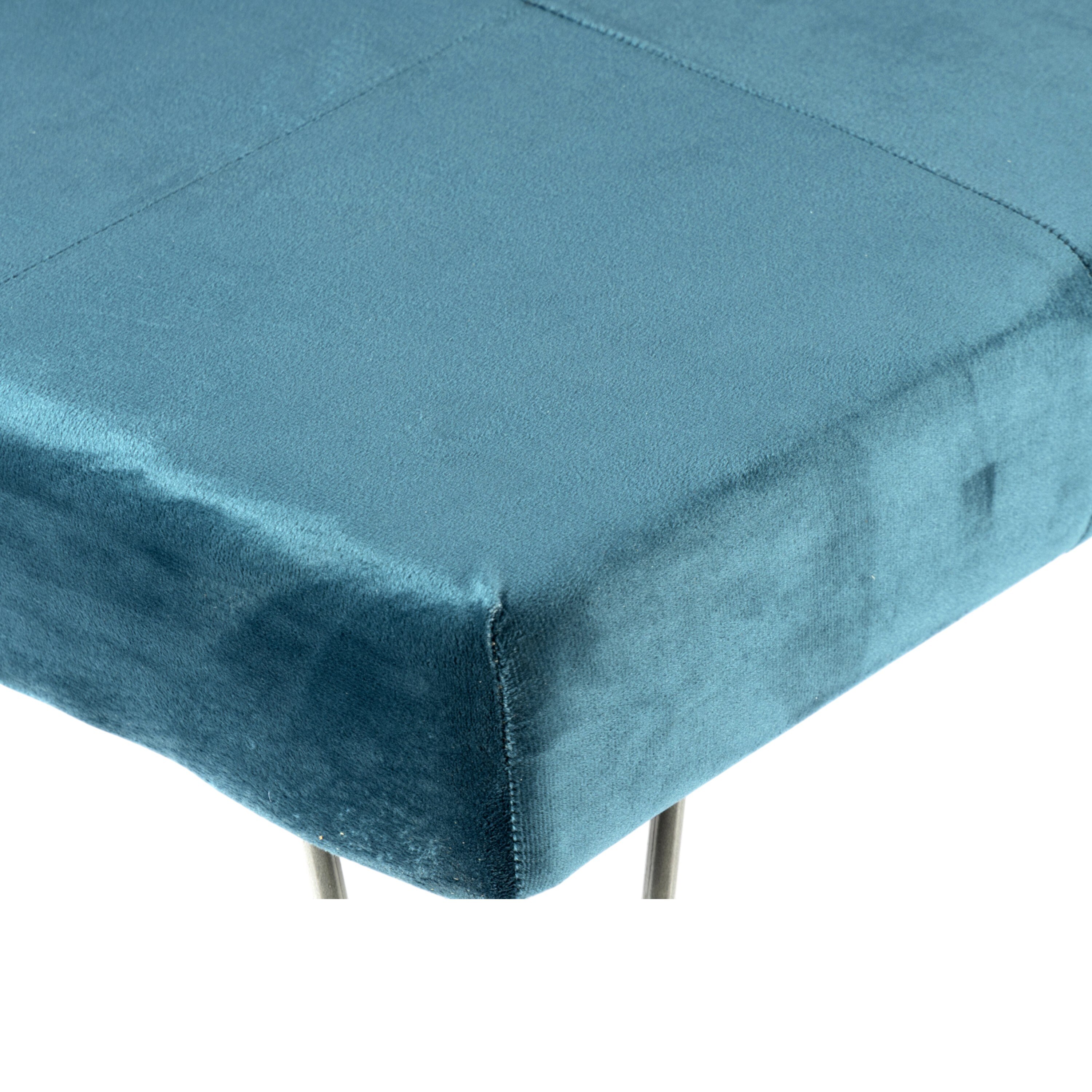Velas Sheesham Wood Accent 2 Seater Bench With Metal Legs In Turquoise Sea Velvet