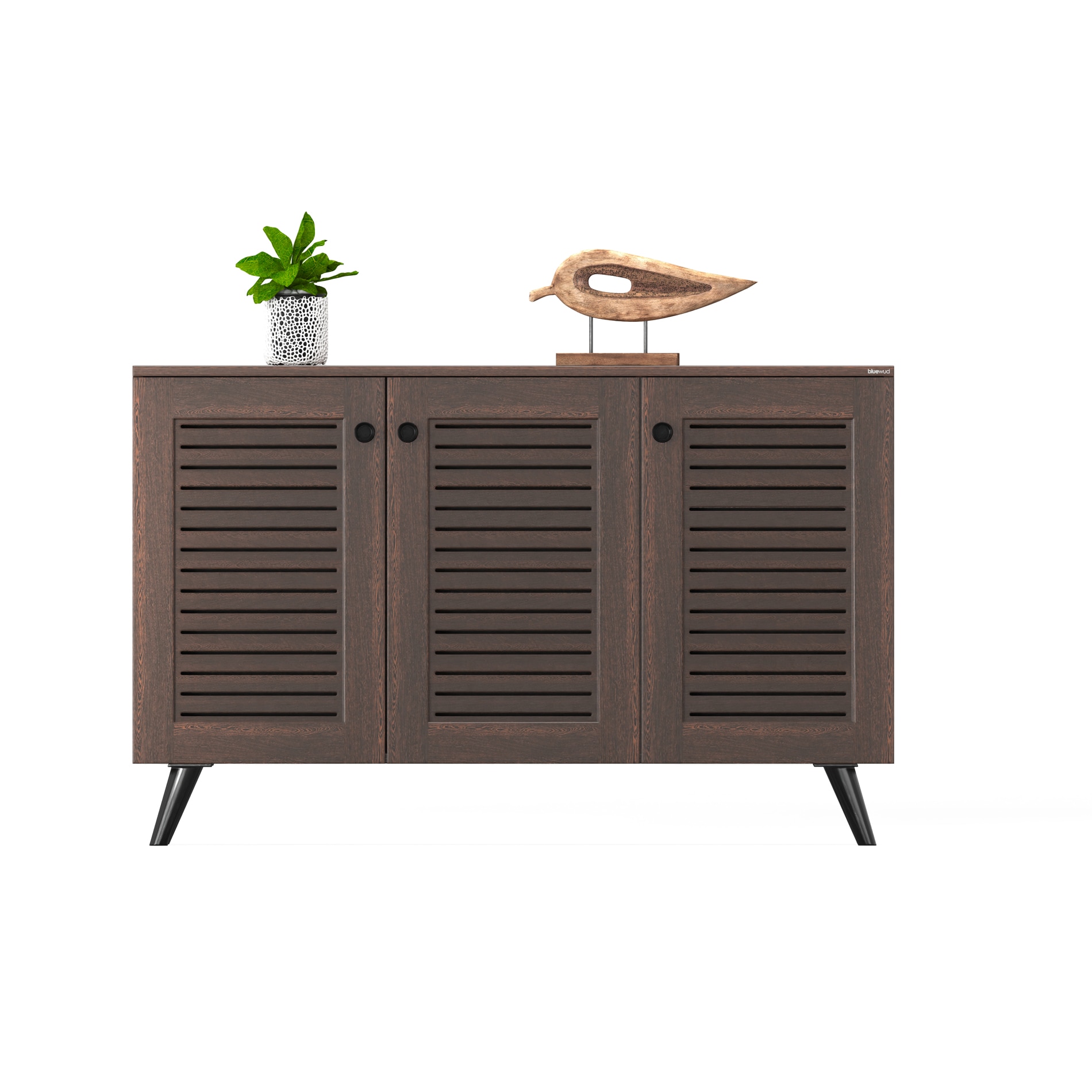 BLUEWUD Carlem Engineered Wood 3 Doors Shoe Rack Cabinet Slipper Footwear Stand Organizer with Drawer can Store Up to 16 Pairs for Hall Living Room Home Furniture (Wenge)