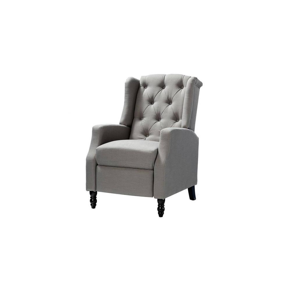 Louis Solid Wood One Seater Manual Recliner in Grey Colour