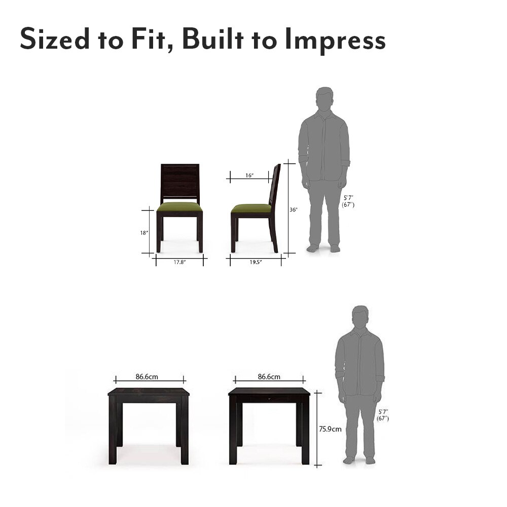 Arabia - Oribi 4 Seater Storage Dining Table Set (Colour- Avocado Green , Finish- Mahogany)