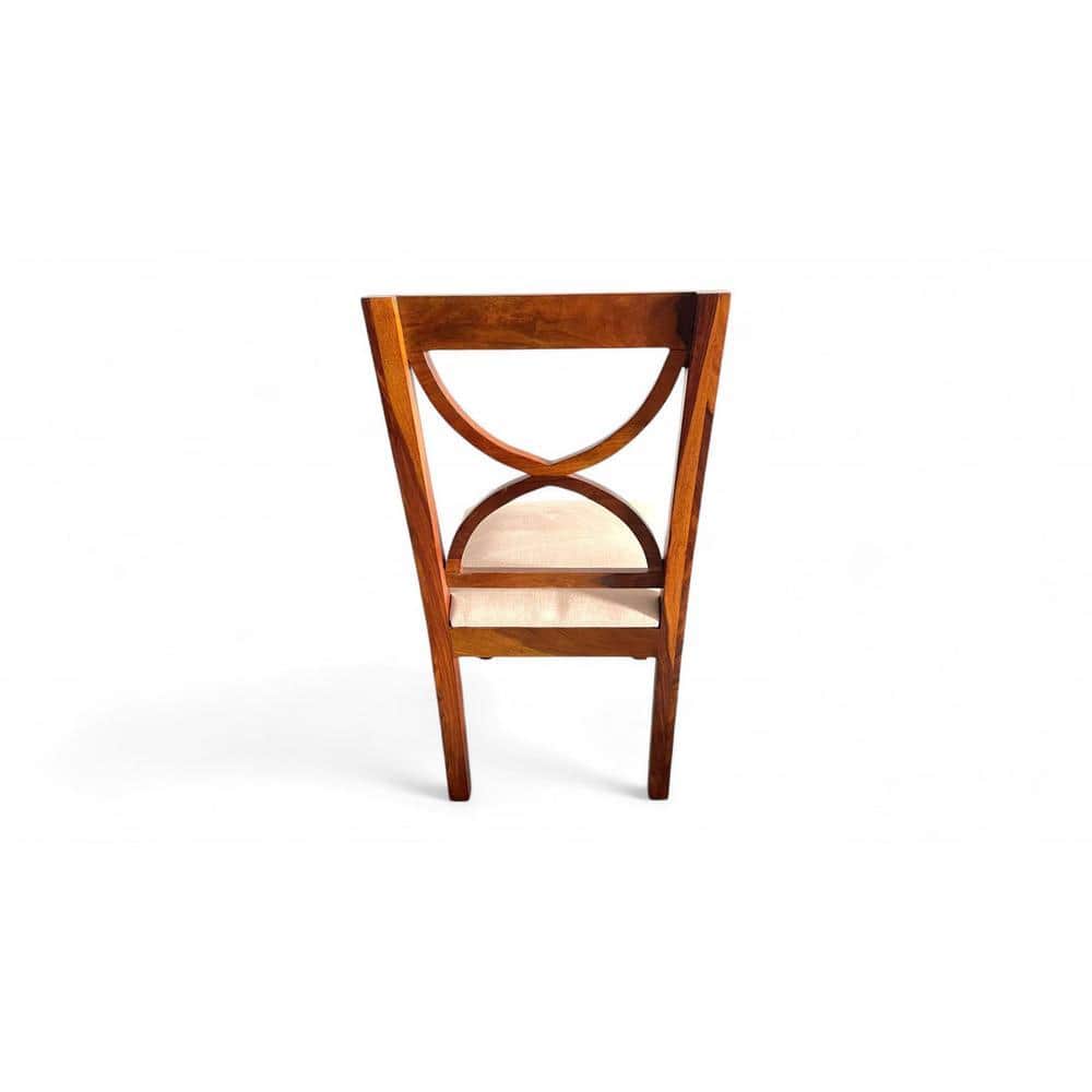 Newport Sheesham Wood Dining Chair in Beige Velvet     HONEY FINISH
