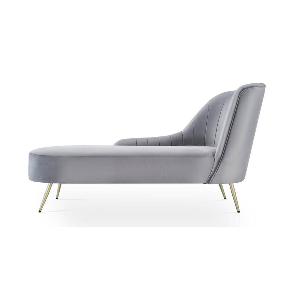 Henz Velvet Chaise Launger in Grey Colour