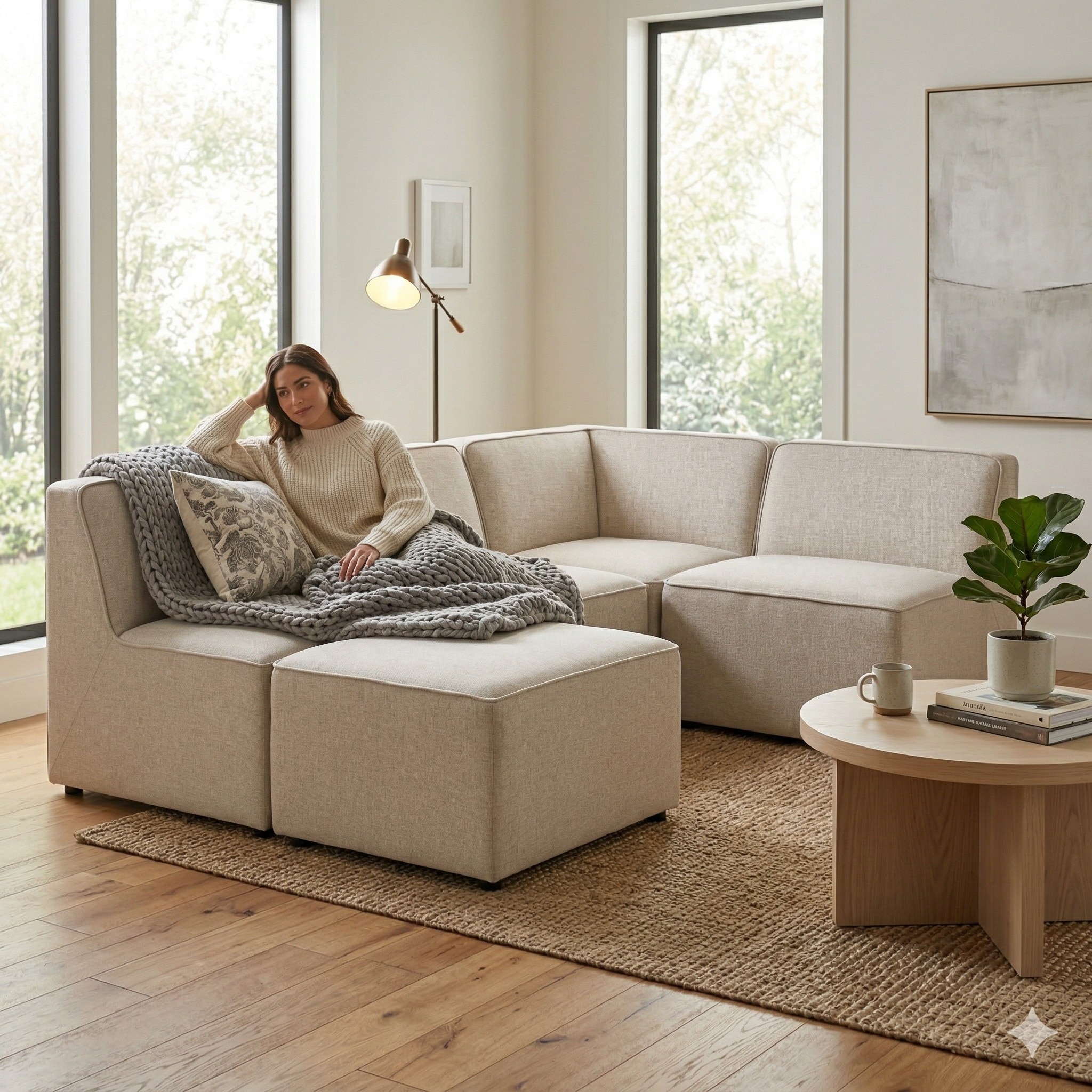 Scandinavian Traverse Corner Unit Sofa Black Finish - Nestnordic