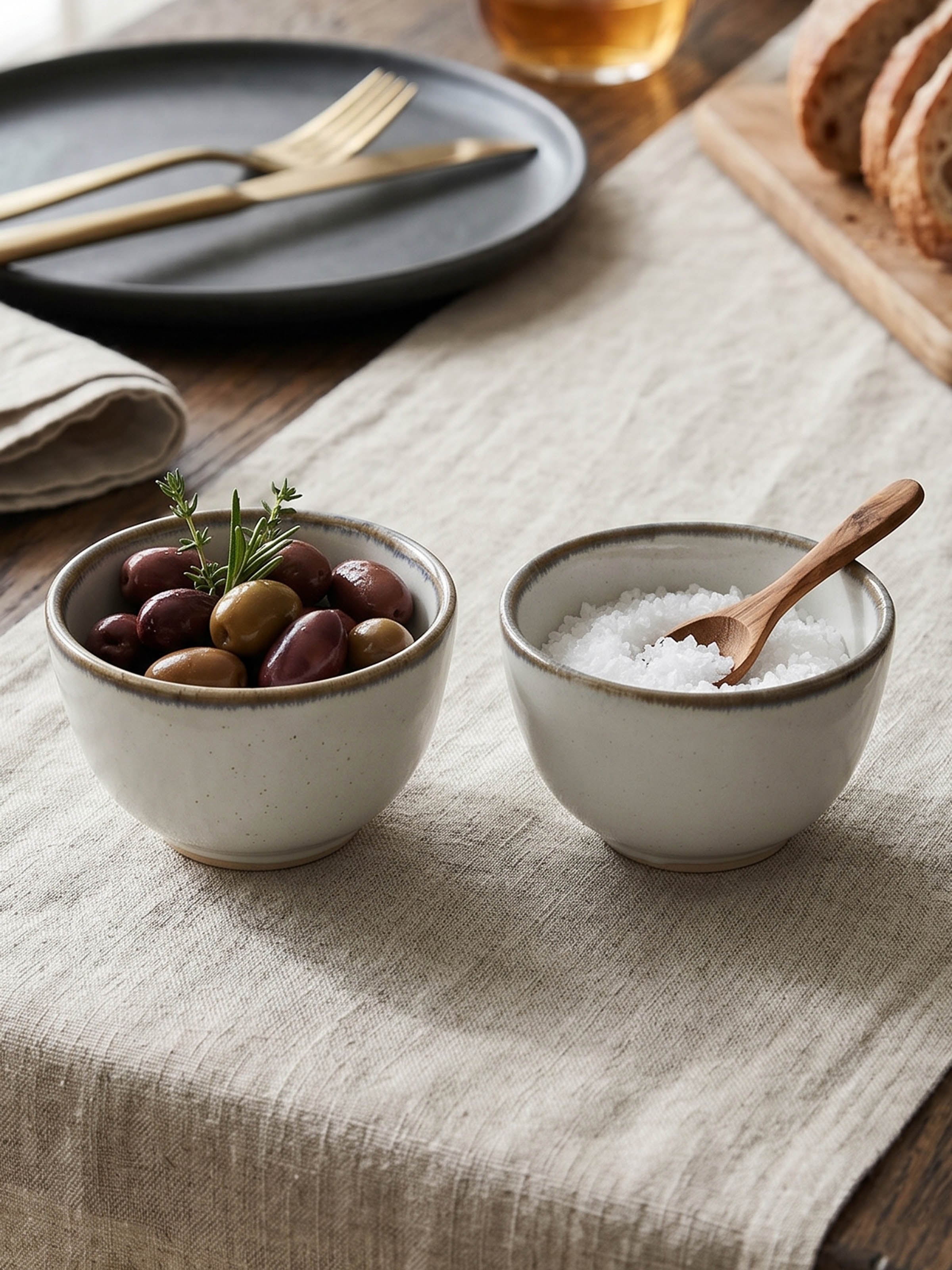 Studio Pottery Ceramic Dinner Bowls White (2 Pcs)