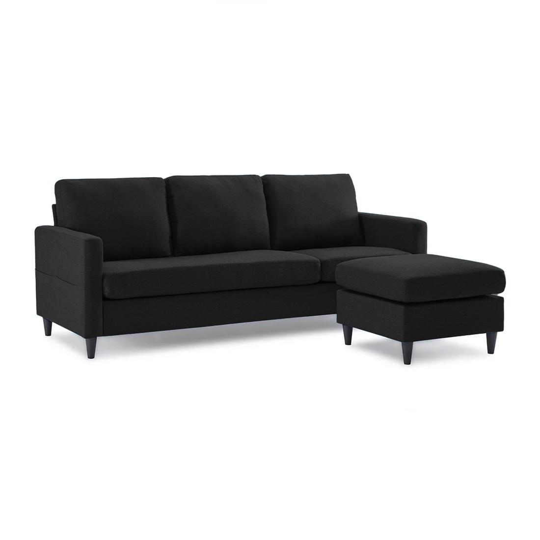 Monznij Sectional Fabric Sofa - Black