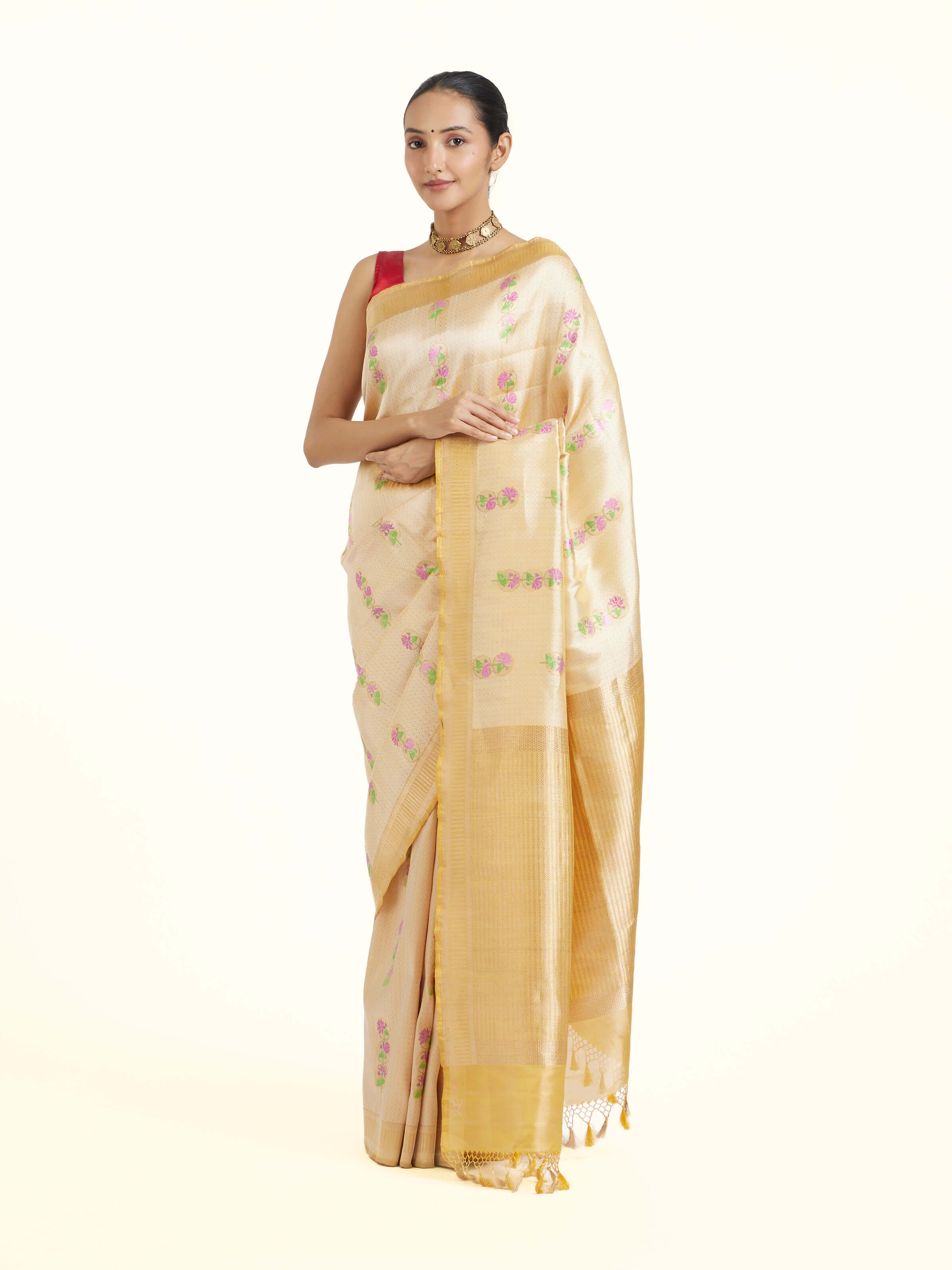 Yellow Banarasi Kadhwa Silk Saree