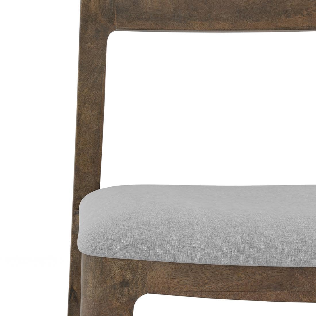 Clarke Solid Wood Dining Chair Set of 2 in Danish Walnut Finish with Vapour Grey Fabric