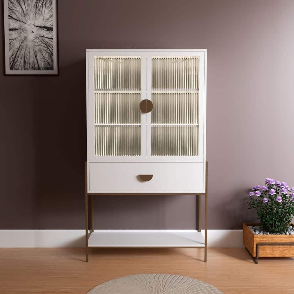 Nextstep Bar Unit White And Golden
