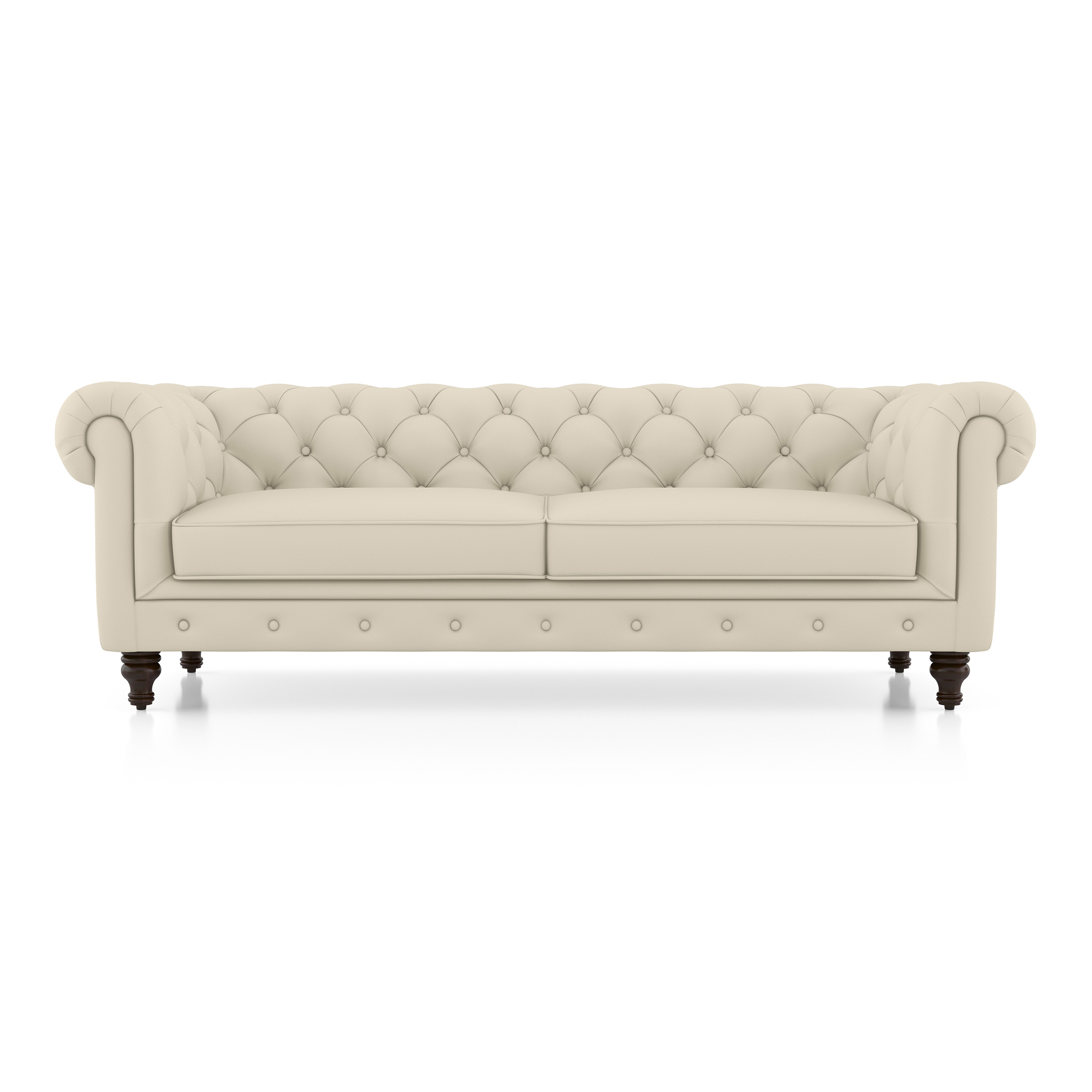 Winchester 3 Seater Half Leather Sofa In Creme Fraiche Italian Leather