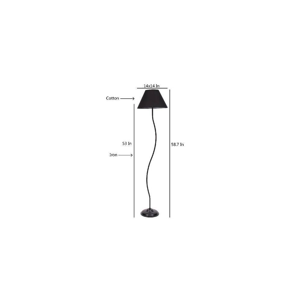 Lily Black Fabric Floor Lamp with Black Iron Base
