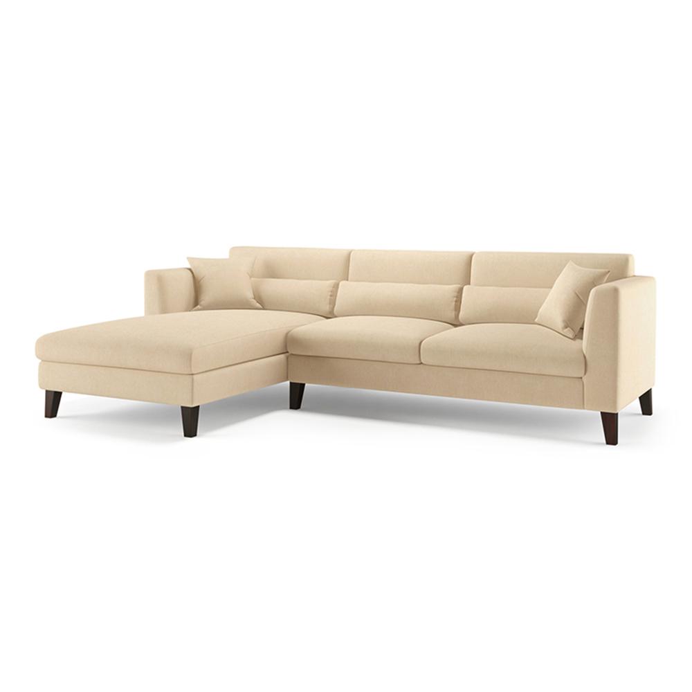 Lewis Sectional Sofa (Colour : Birch Beige, Cushion : Hard, Seater : Left Aligned 3 Seater + Left Aligned Chaise)