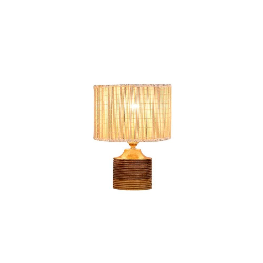 Alaina Round Bamboo Table lamp with Natural Wood Base