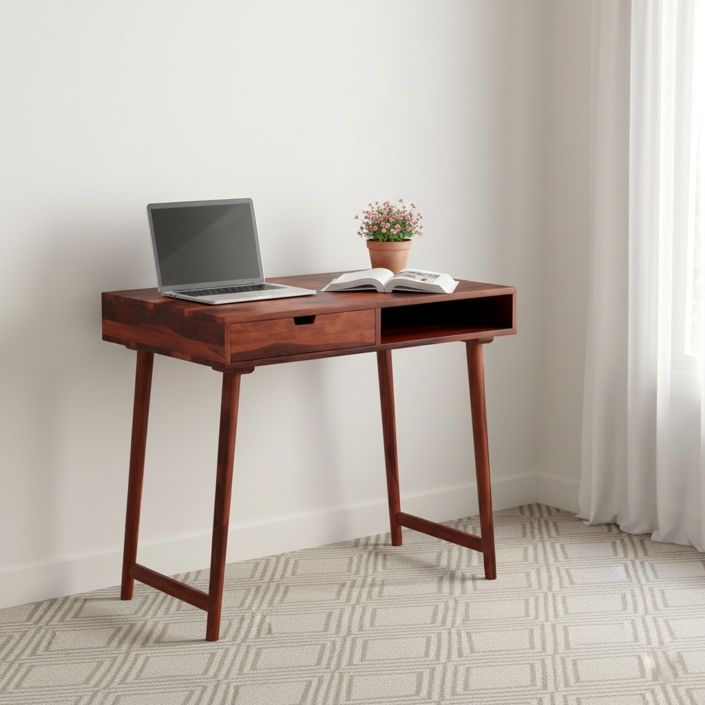 Tunis Sheesham Wood Study Computer Table In Honey Finish