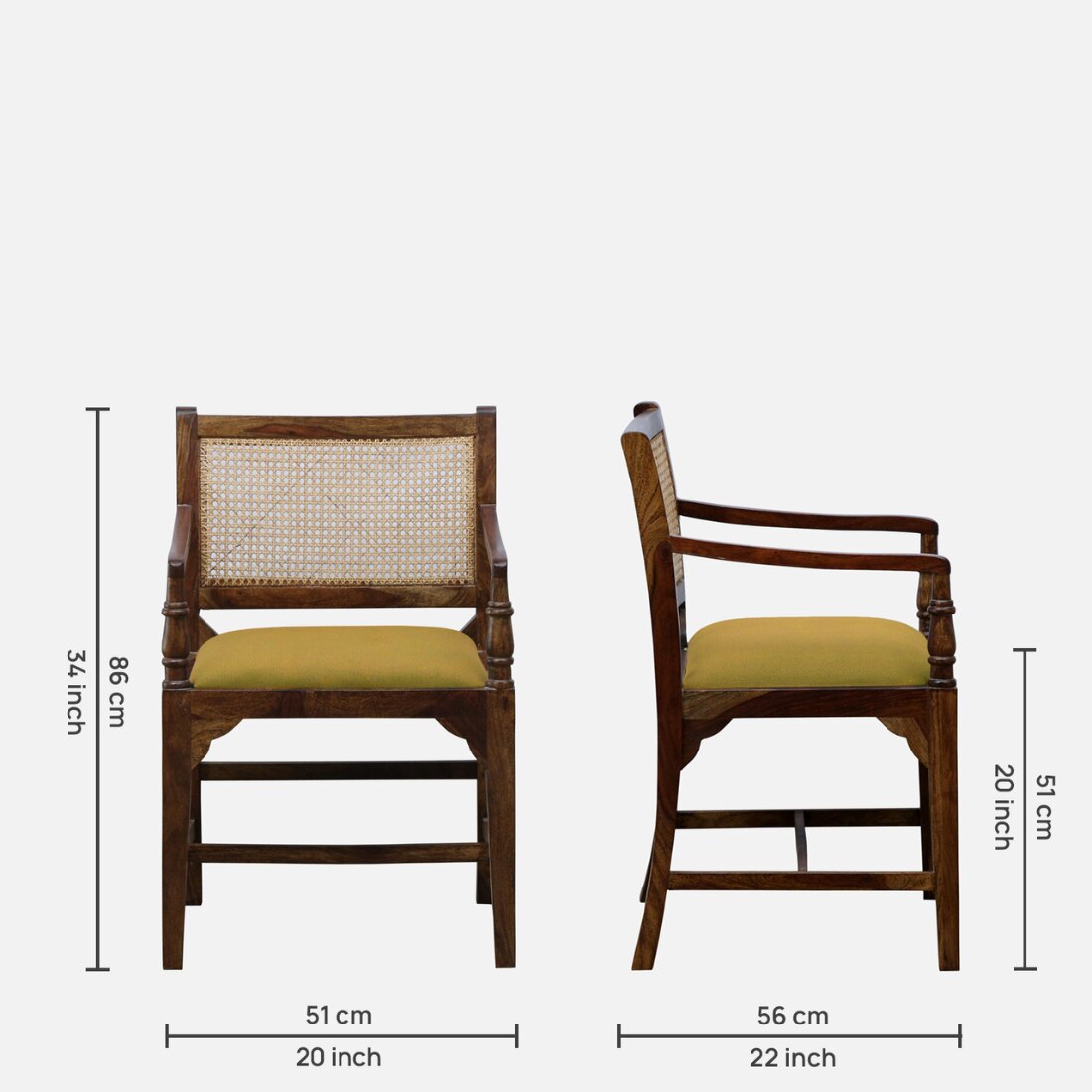 Provincial Cane & Suede Yellow Accent Chair