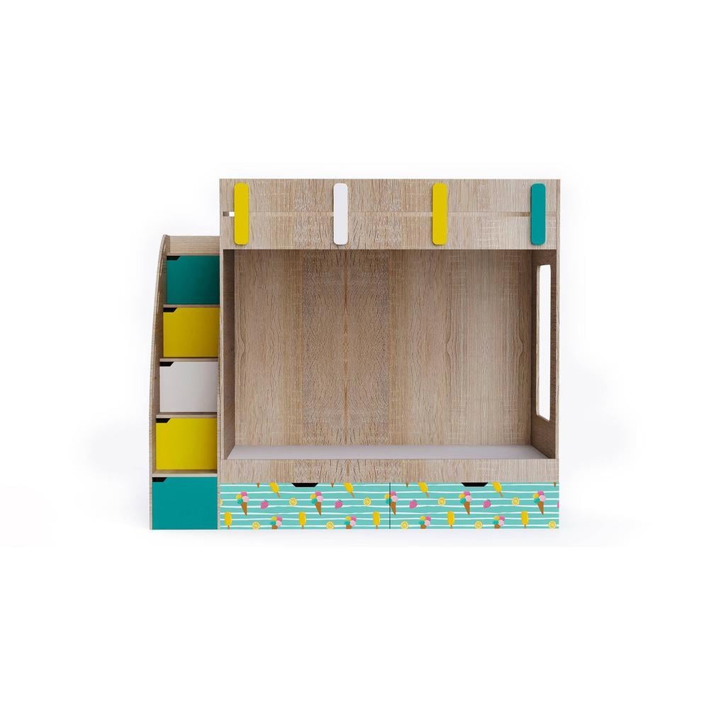 Pinwheels Bunk Bed with Storage in Oak Colour BKBB039