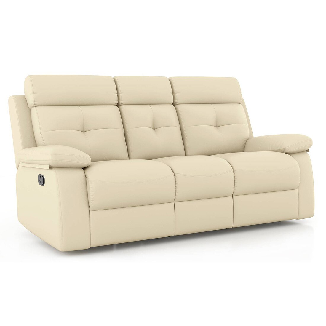 Raphael Leatherette Three Seater Manual Recliner in Off White Colour