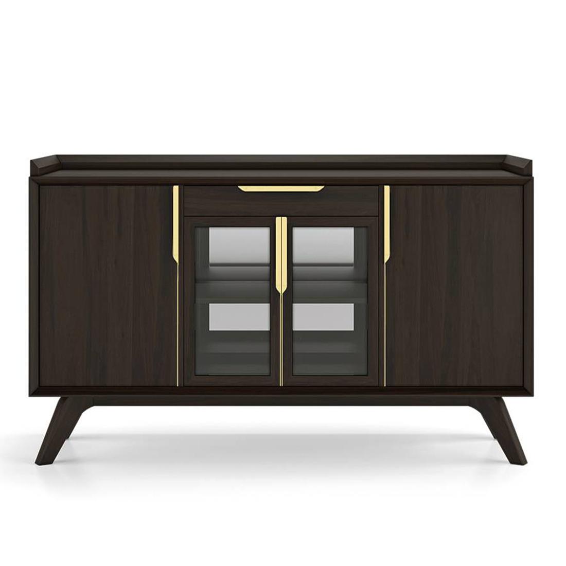 Taarkashi Solid Wood Bar Cabinet in American Walnut Finish