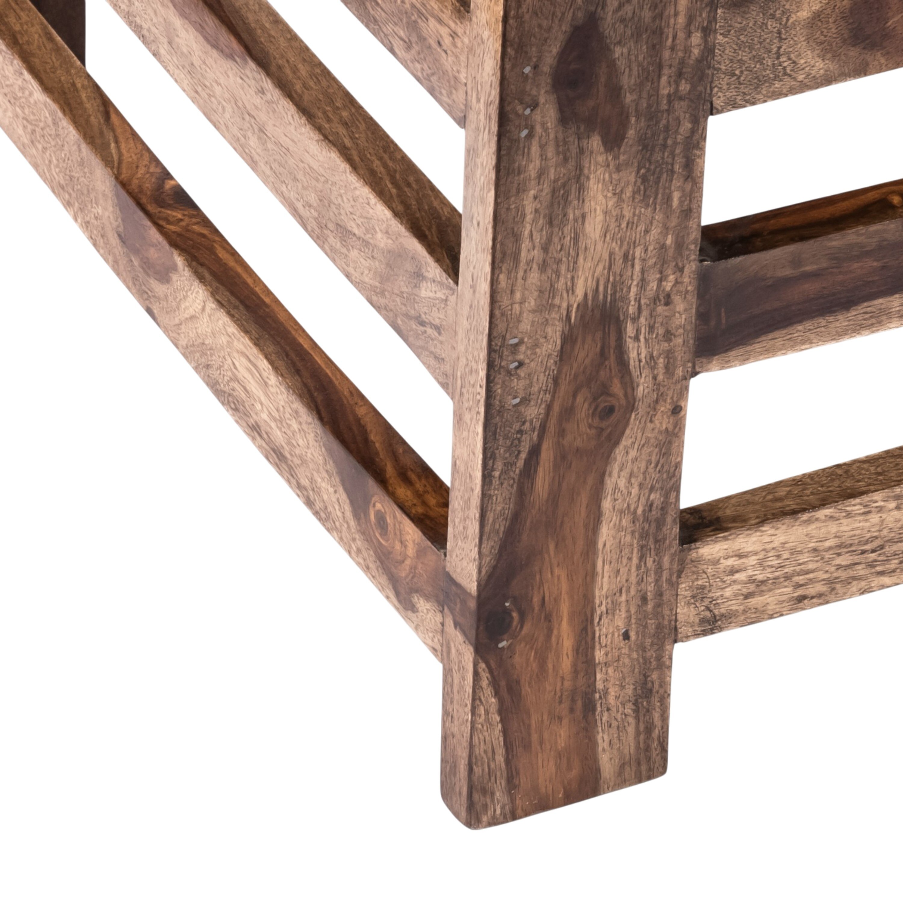 Houston Sheesham Wood Stool with Indigo Patch Kantha Cushion