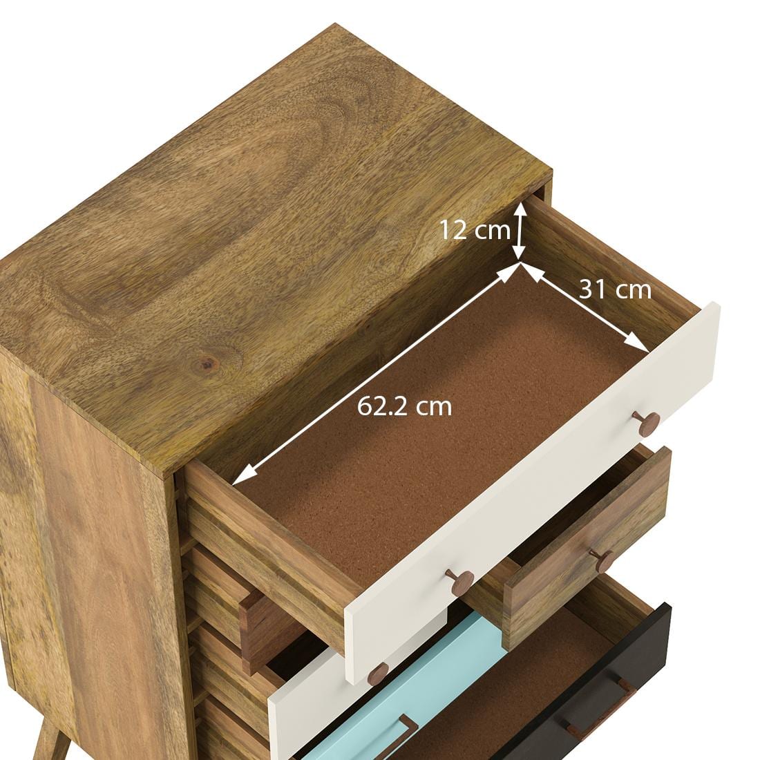 Dasteen Solid Wood Chest of 6 Drawers in Semi Gloss Finish