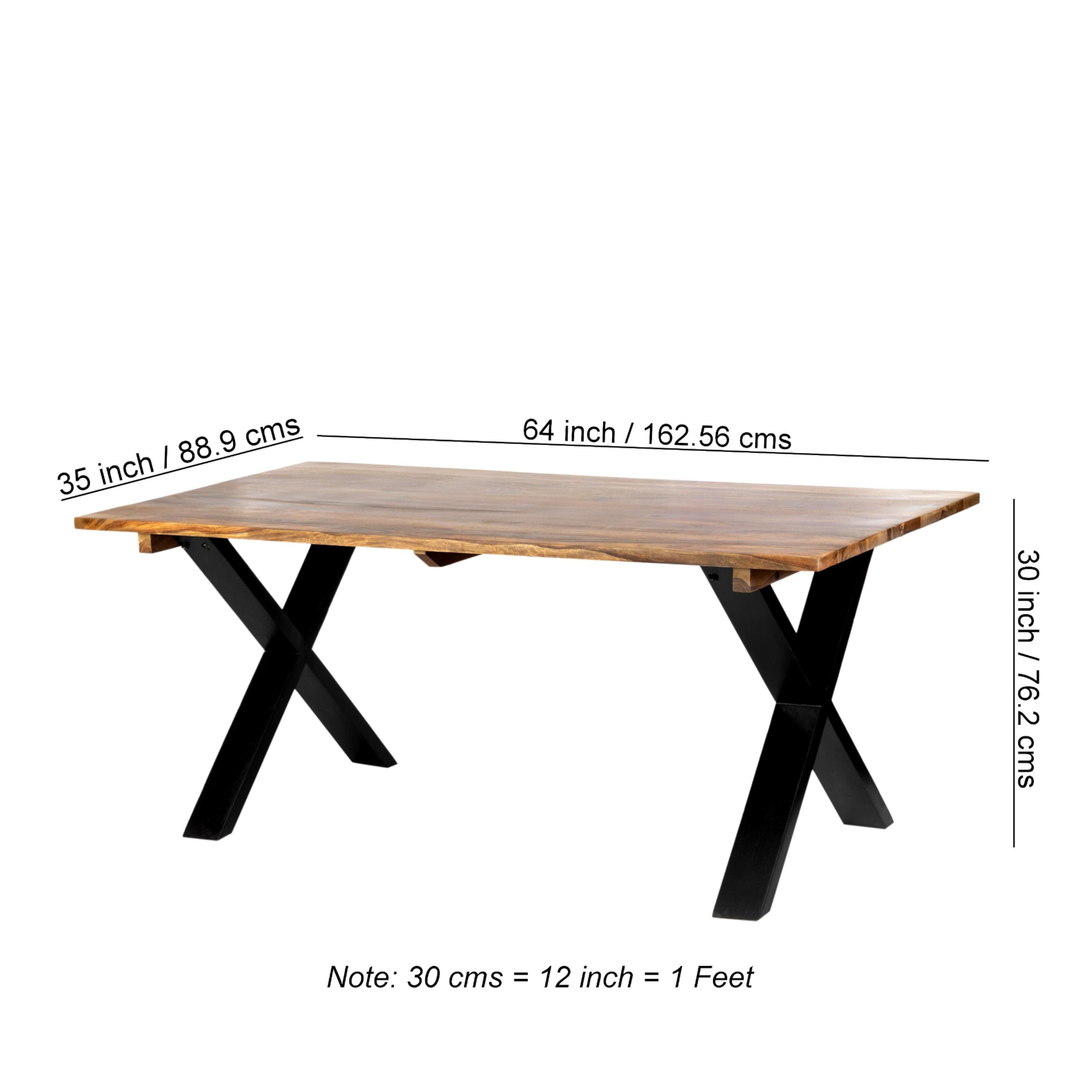 Rosslyn Sheesham Wood Contemporary Dining Table In Teak Finish