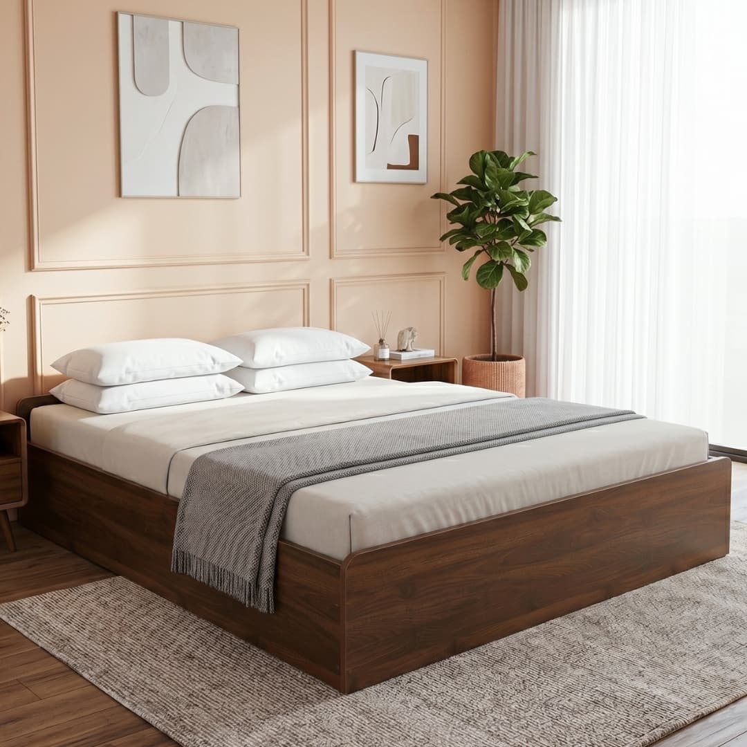 Mavanta Wood King Bed Without Storage Columbian Walnut Brown