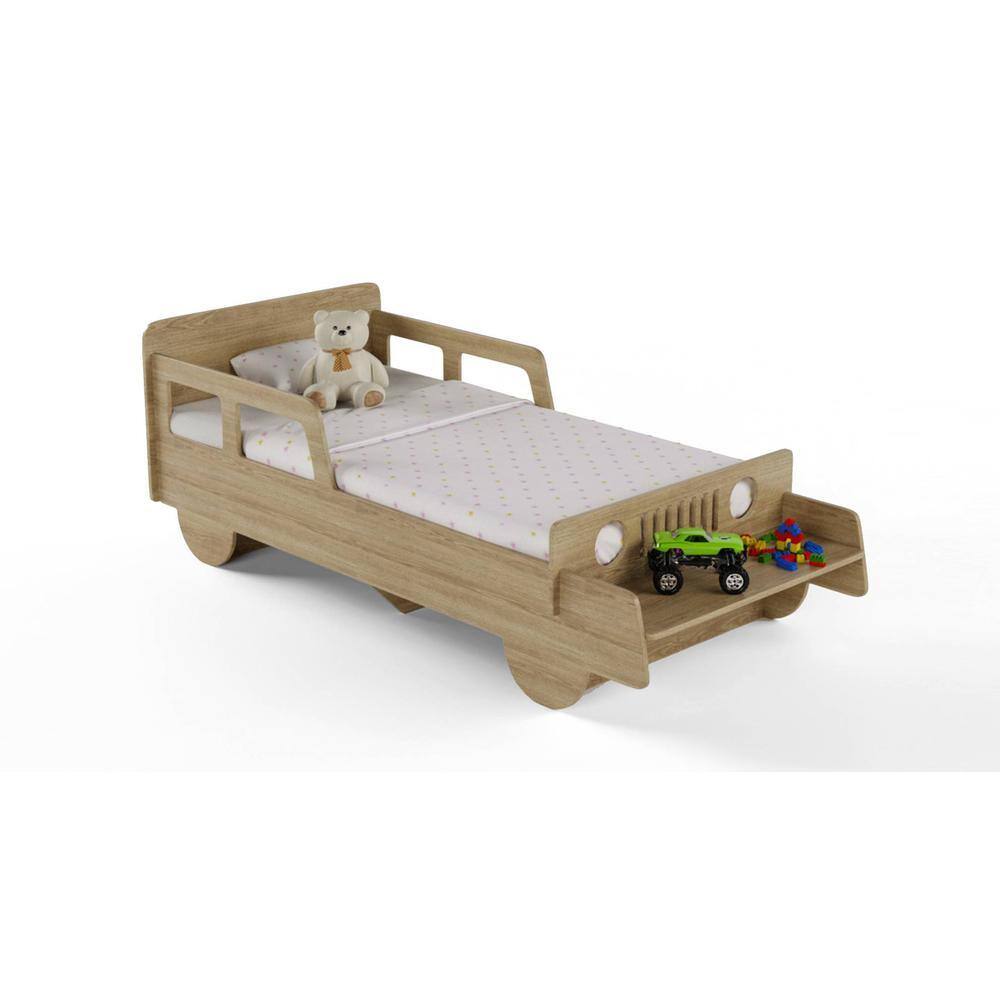 Vroom Engineered Wood Bed in Oak Colour