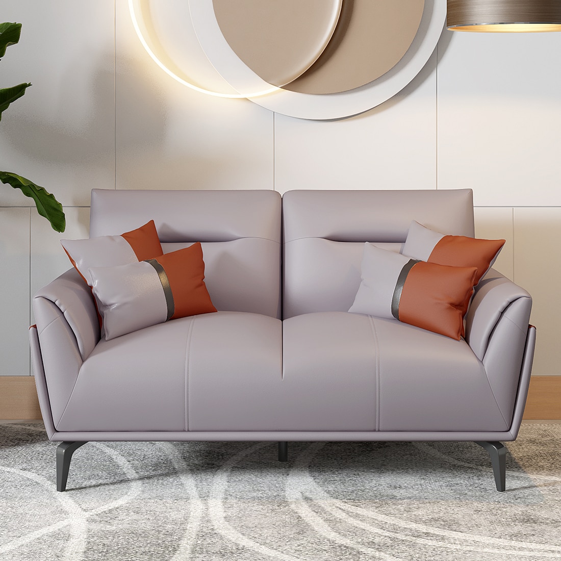 Jonas 2 Seater Leatherette Sole in Oyster Grey Colour - Durian