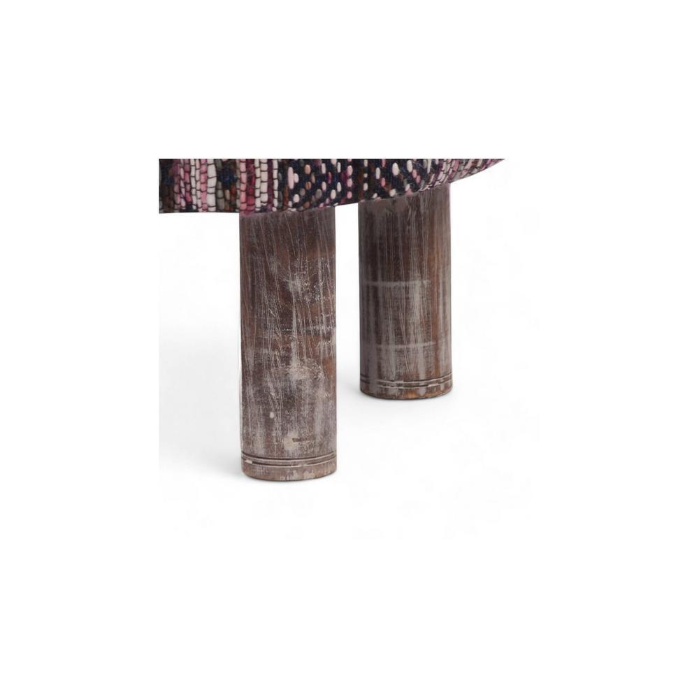 Morgan Solid Wood Pouf Stool in Black Diamond Jackard fabric