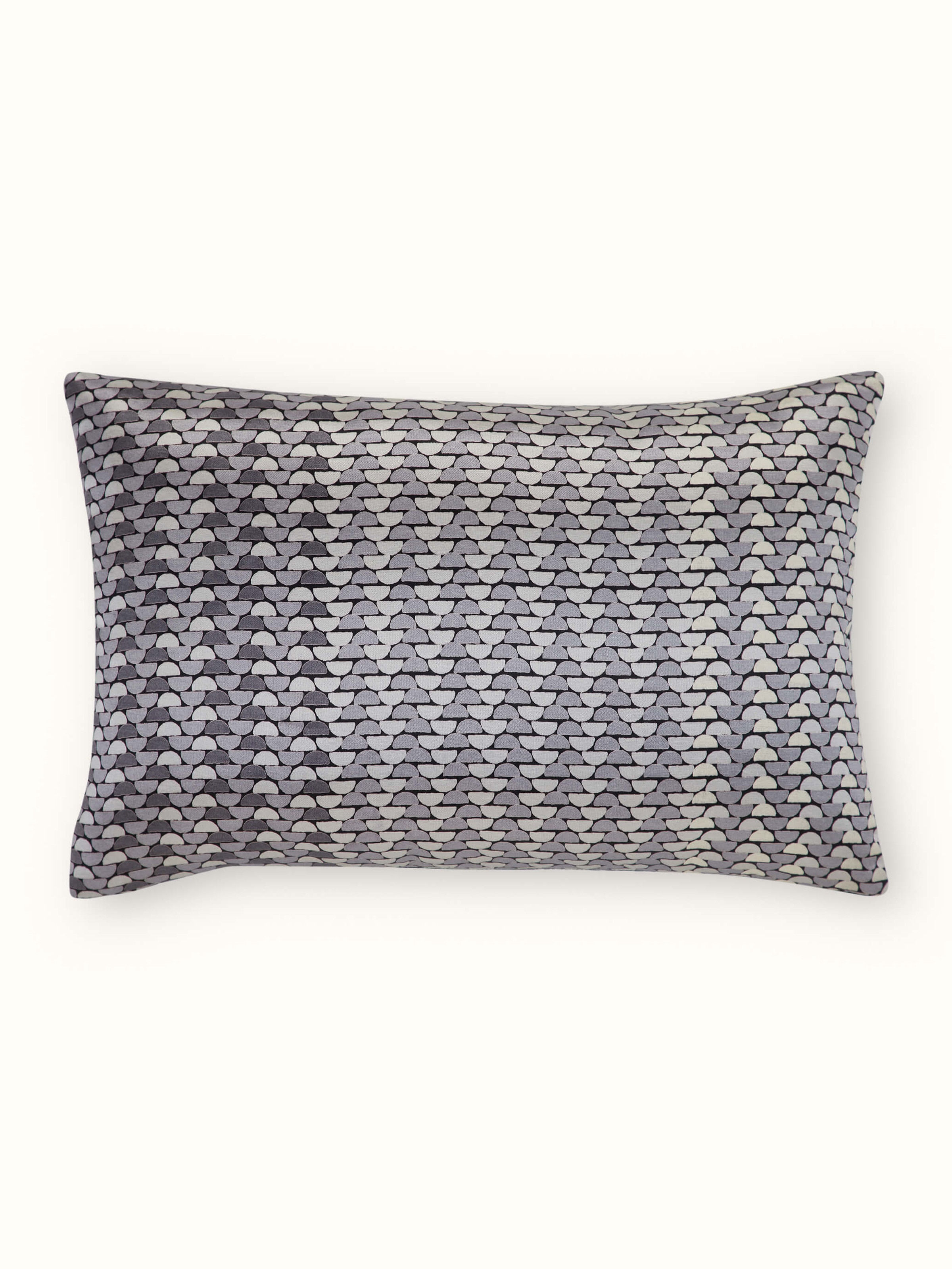 Rambagh Grey Geometric Cotton Blend Sanganeri Hand Block Printed Cushion Cover