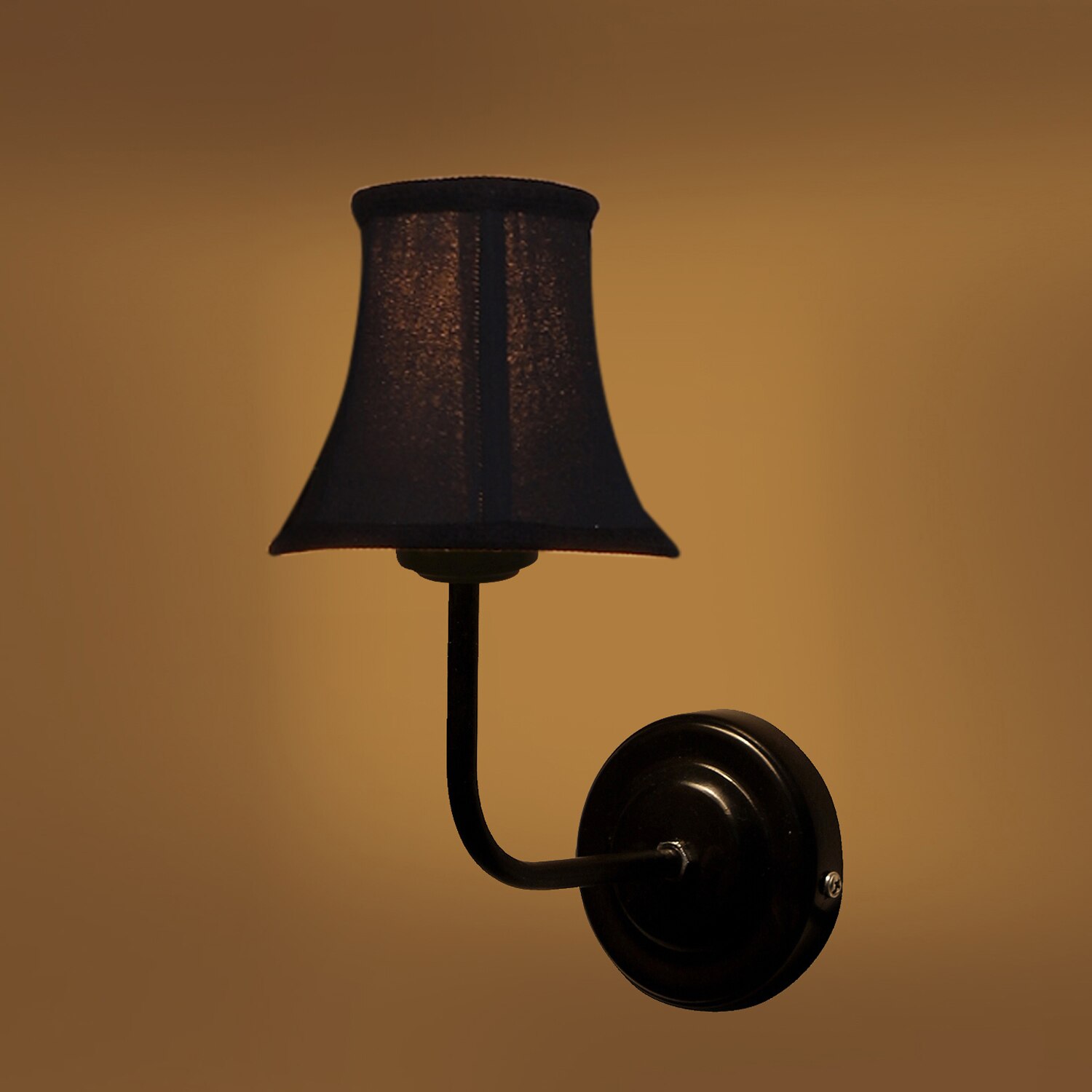 Devansh Black Wall Mounted Lamp With Black  Cotton Shade