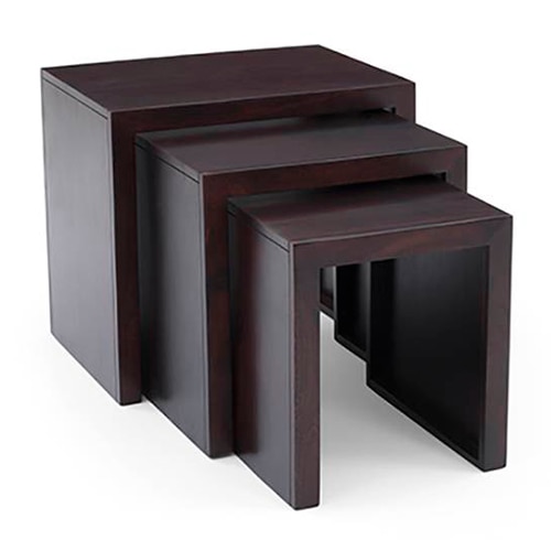 Hamilton Solid Wood Side Table Set of 3 in Mahogany Finish