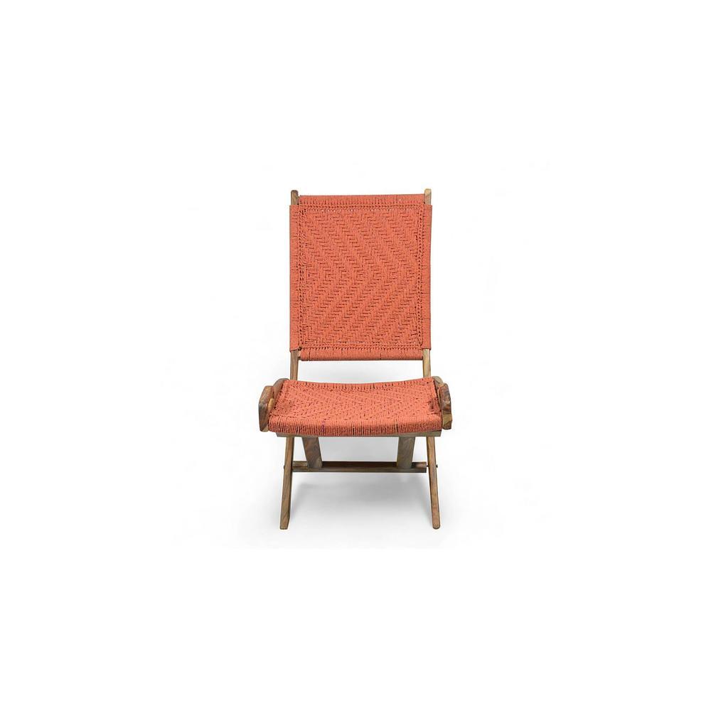 Natwest Sheesham Wood Relaxing Maachi Chair in Orange Canning