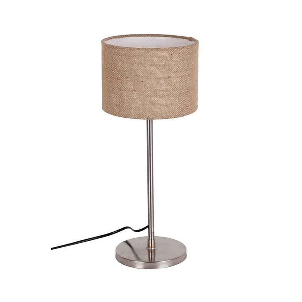 Jabari Beige Natural Fiber Shade Table Lamp with Steel Steel Base - Devansh