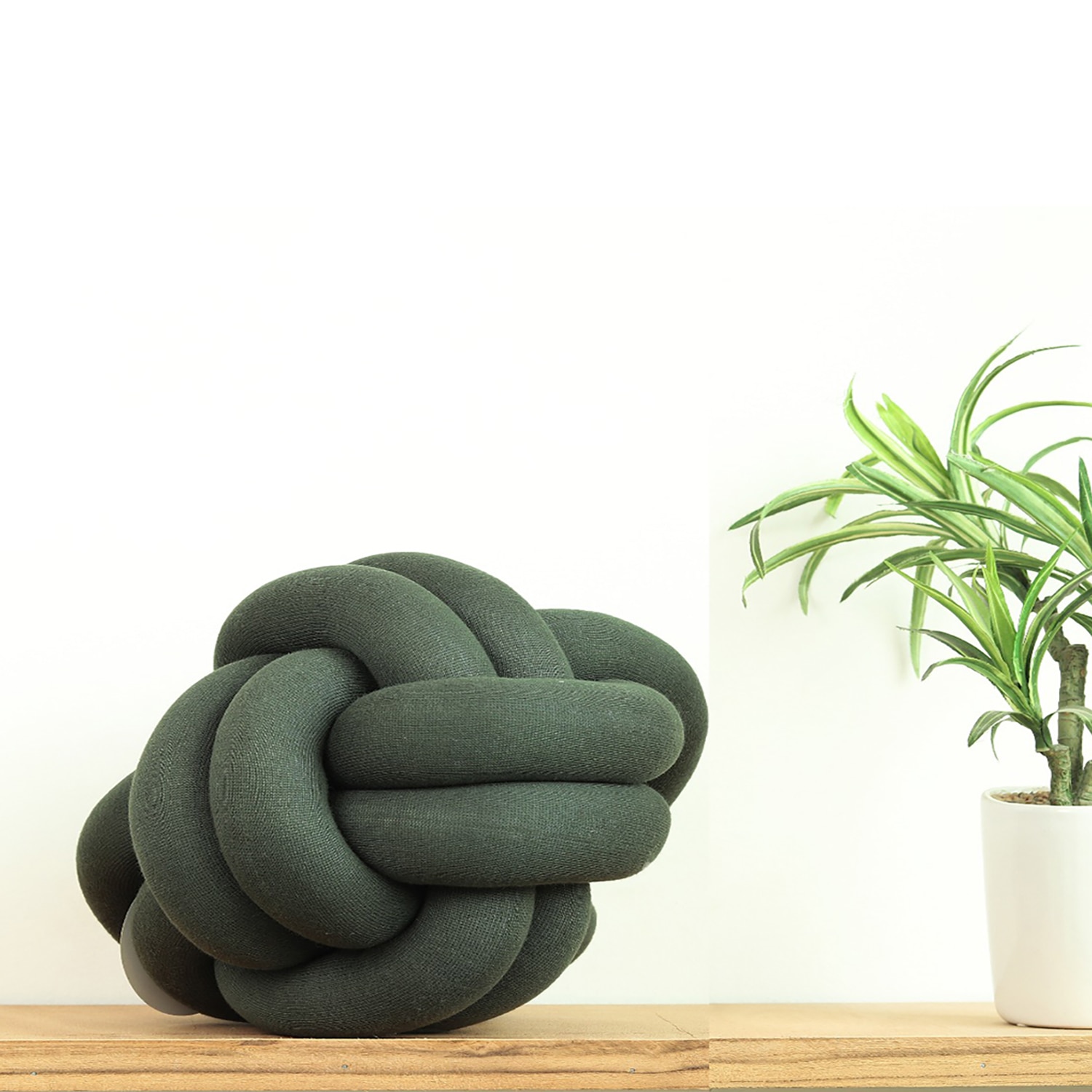 Nodo Cotton Knitted Knot Pillow  Honey Dew 11X11 Inches - Pluchi