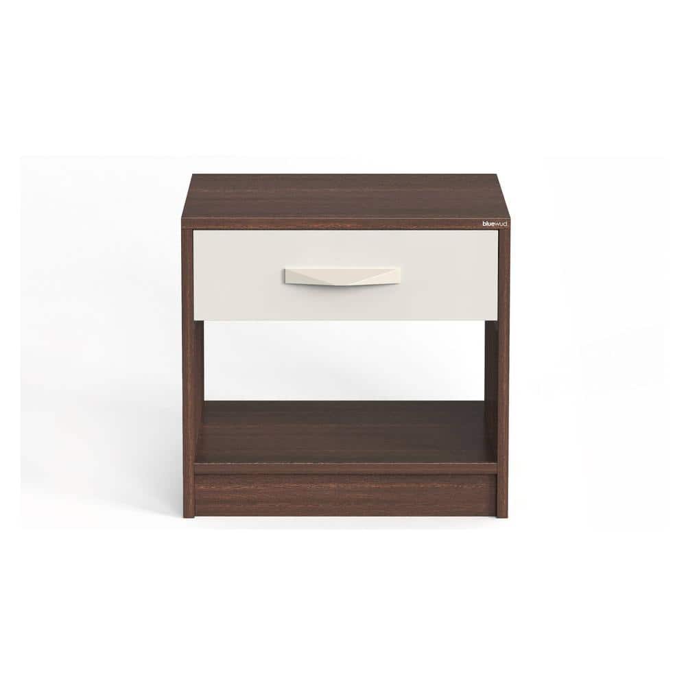Oliver Engineered Wood Bed Side Table, End Table with Storage and Drawer Lamp, Flower Stand for Bedroom Home Furniture (Wenge & White)