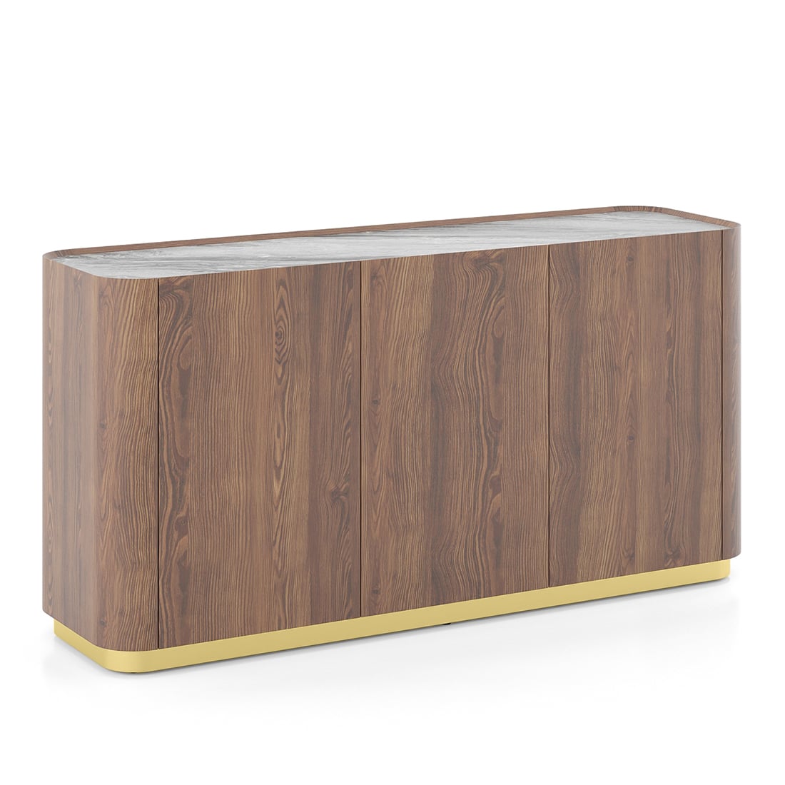 Dorian Engineered Wood Sideboard With Ceramic Top In Walnut High Gloss Finish