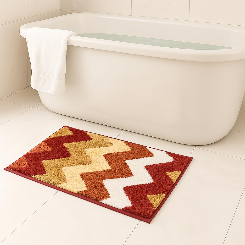 Luxe Home Macau Stripe Bath Mat (40x60 cm)- Red