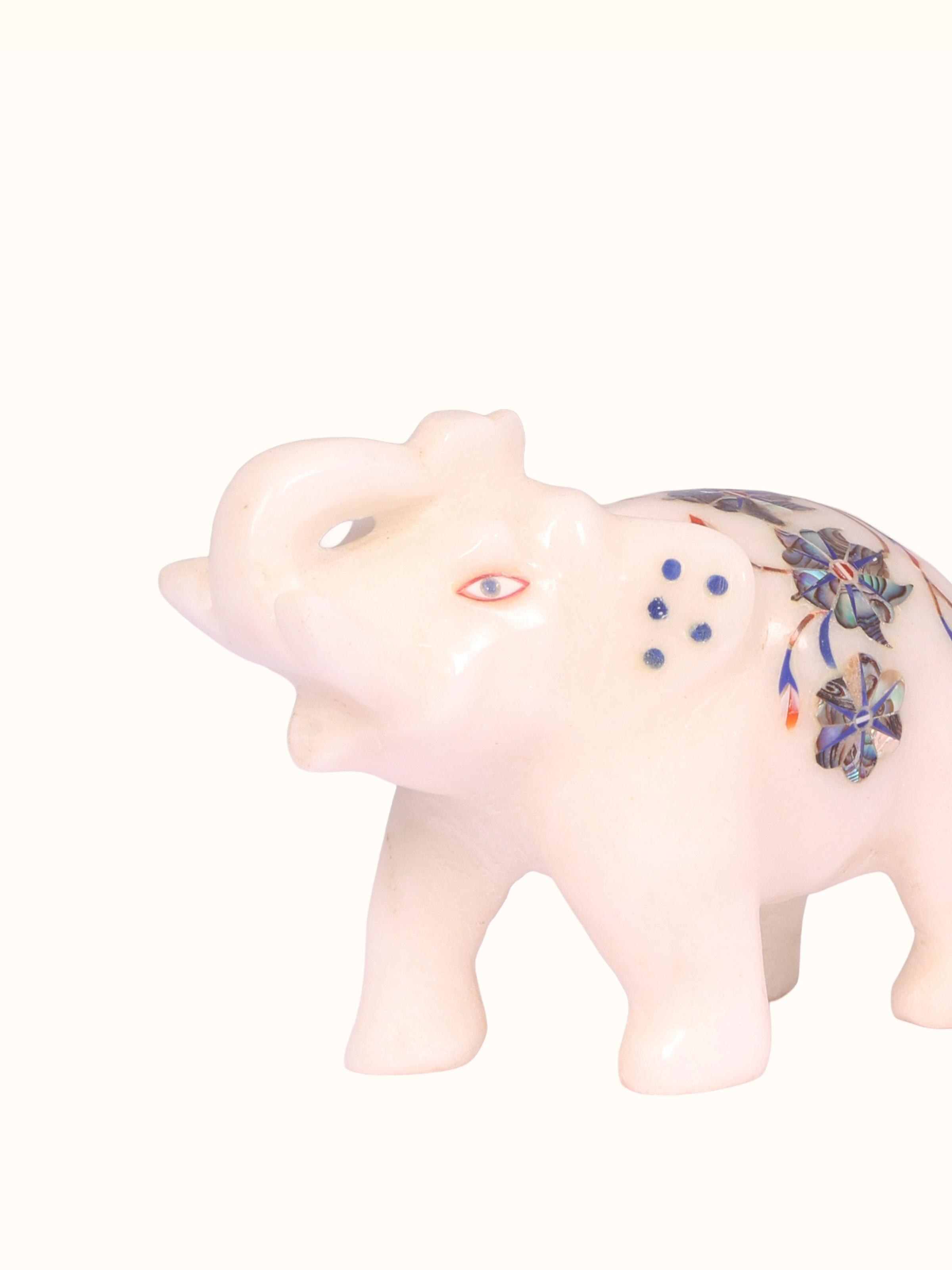 Detail shot of Pacchikari Elephant Marble Figurine