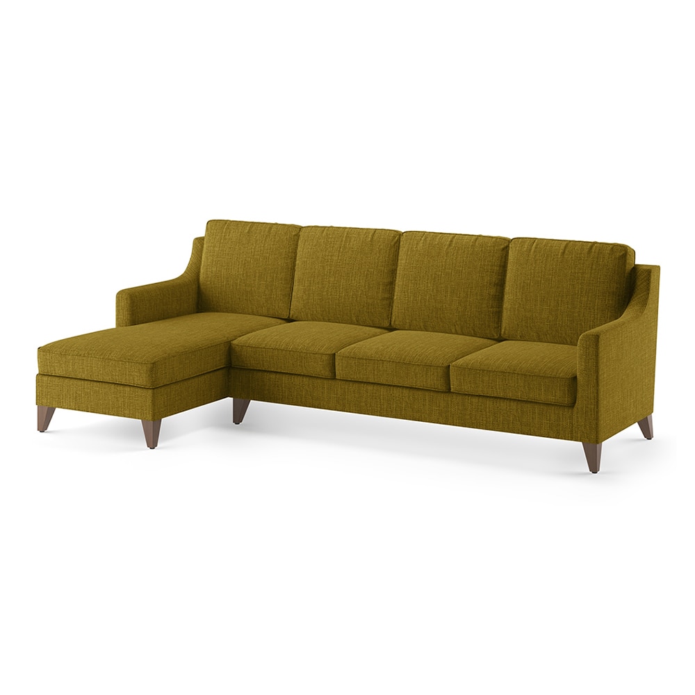 Abbey Sectional Sofa (Colour : Olive Green, Cushion : Soft, Seater : Left Aligned 3 Seater + Left Aligned Chaise)