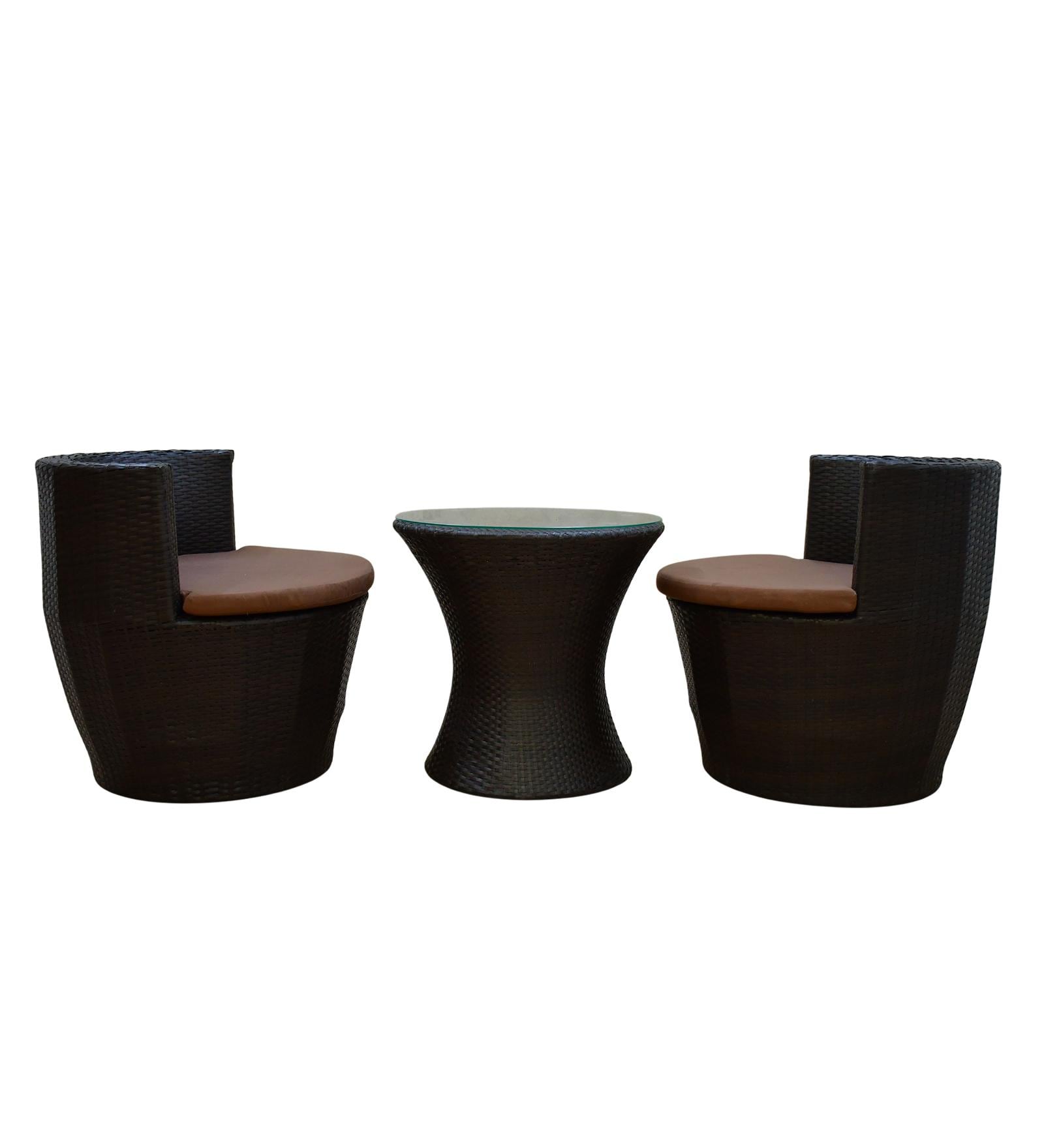 Burnie Wicker Table And Chair Set In Brown Dual Tone Finish