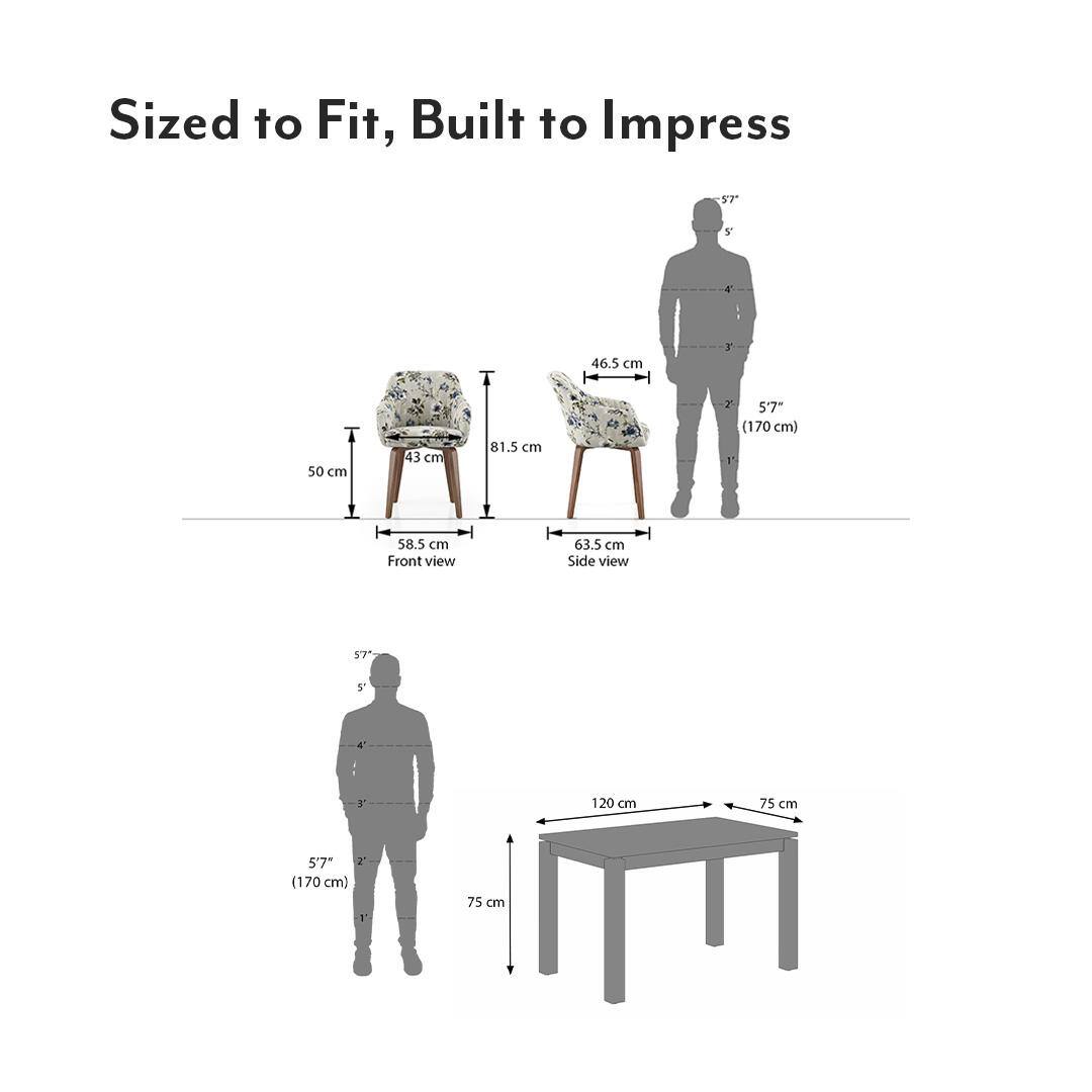 Atlas Solid Wood 4 Seater Dining Table With Rochelle Lounge Chairs