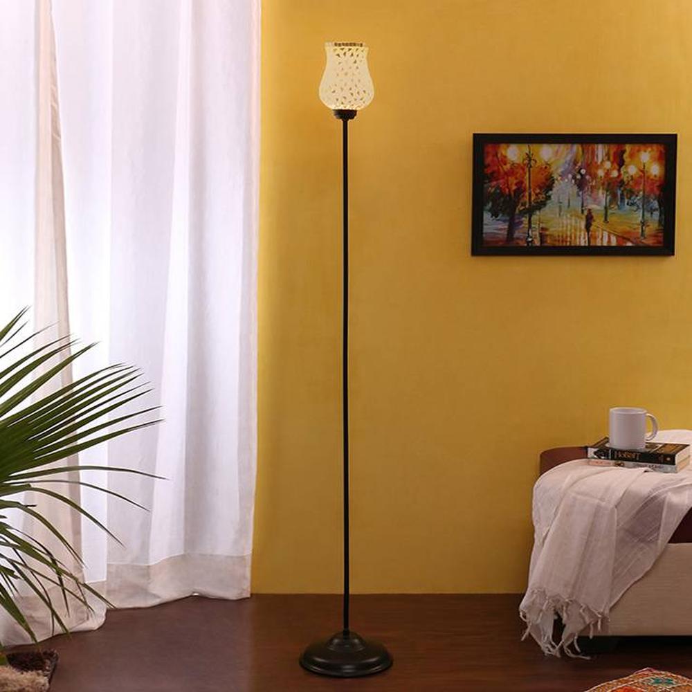 Raymond Black Glass Shade Floor Lamp