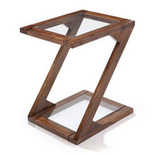 Zeta Solid Wood Side Table in Teak Finish