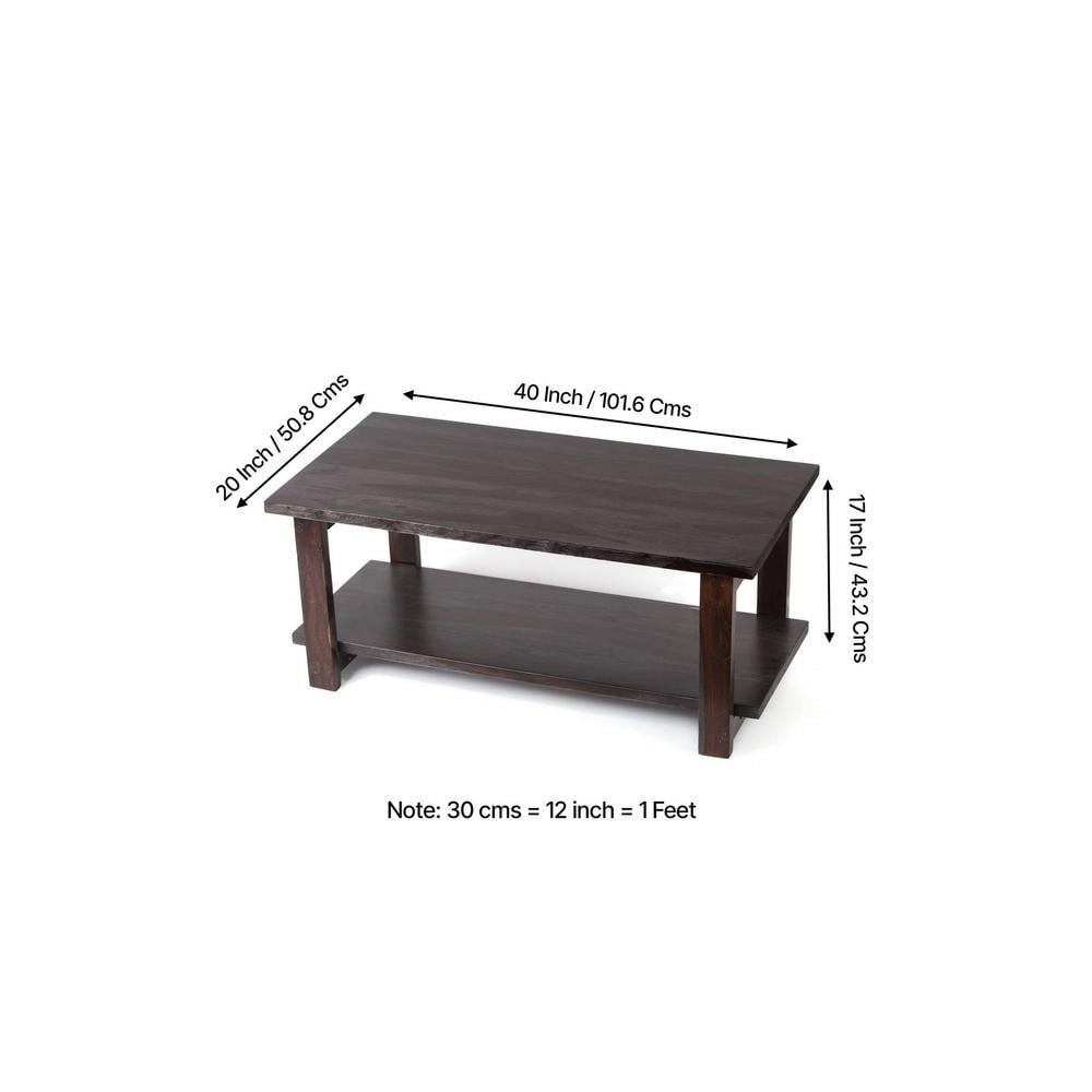 Aroda Sheesham Wood Coffee Table In Mahogany Finish