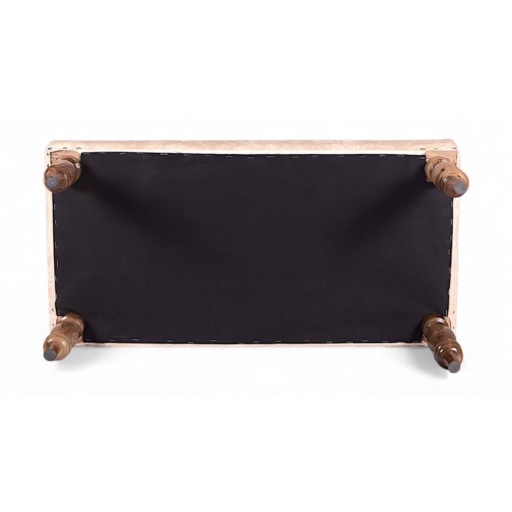 Bestone Solid Wood Bench In Ivory Sparkle Velvet Fabric