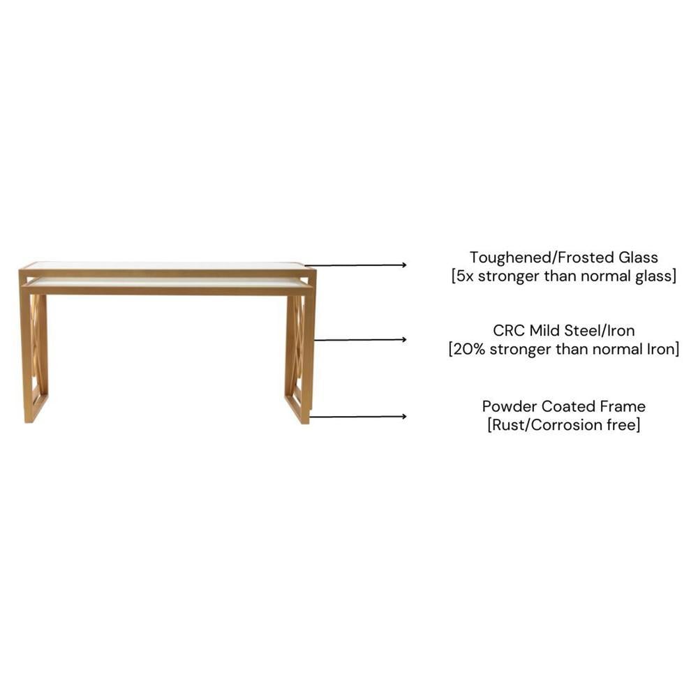 Valentino Frosted Glass Nesting Coffee Table In Dark Gold Finish