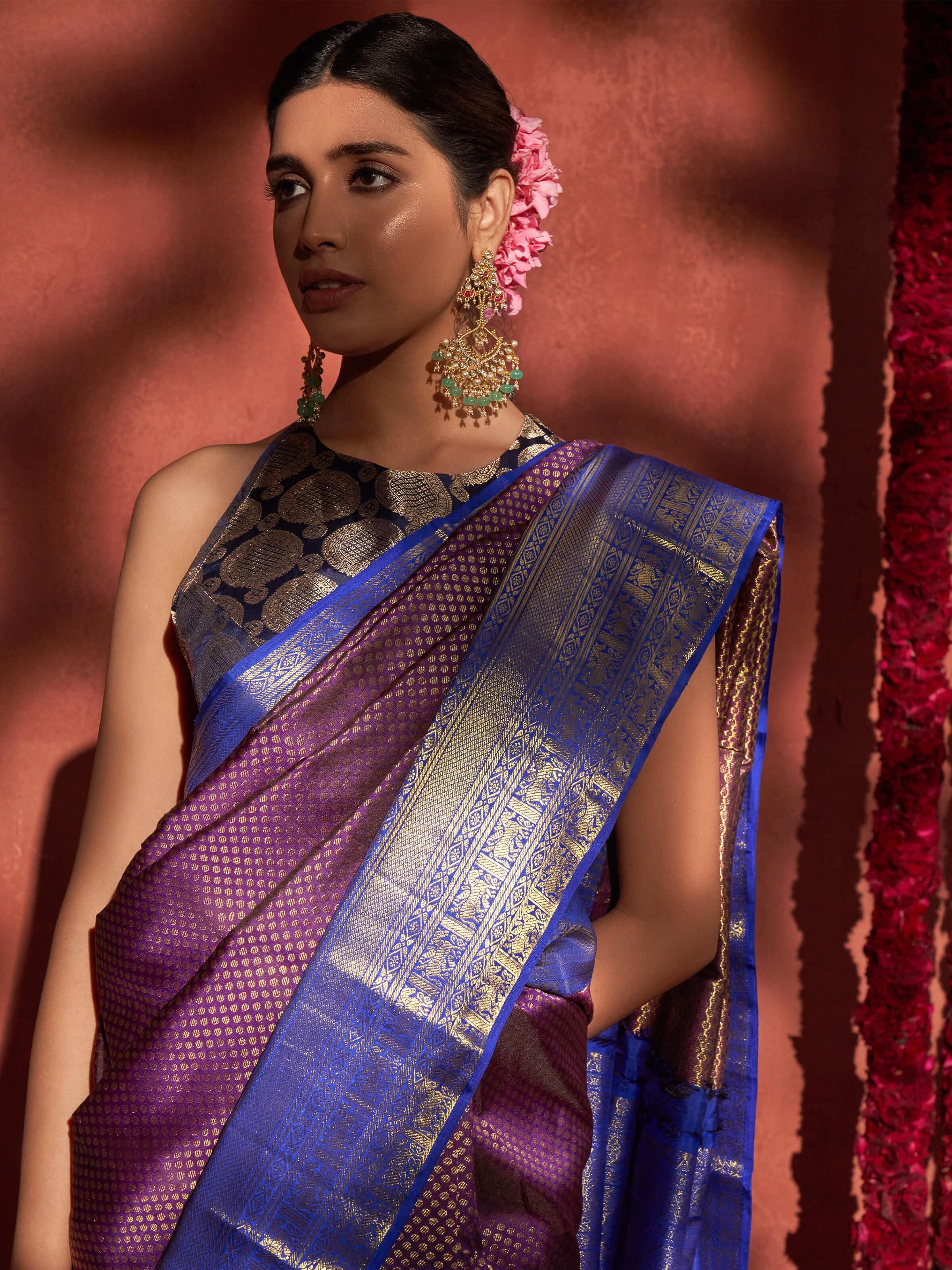 Purple Silk Dharmavaram Saree