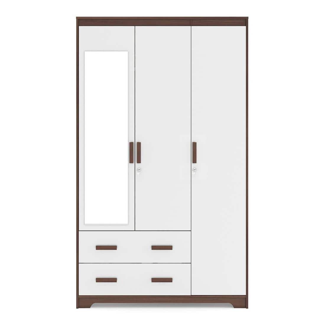 Miller 3 Door 2 Drawers Wardrobe With Mirror and Lock in Two Tone Finish