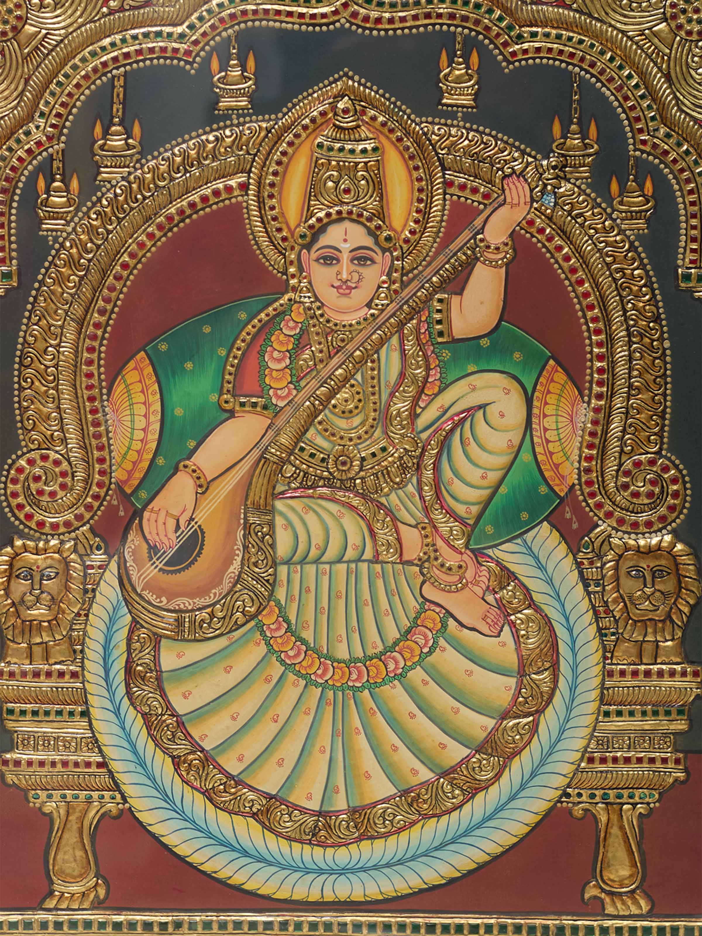 Saraswathi Thanjavur Antique Painting